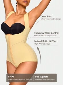 SHEIN Shape Modelujące krótkie body z odkrytym biustem i regulowanym 3-stopniowym zapięciem Body Shaper Butt Lifter-Wyszczuplanie talii brzucha, damska bielizna modelująca