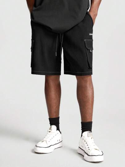 Manfinity VCAY Men's Loose Straight Woven Shorts, Suitable For Summer