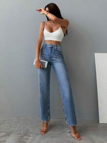 EURMUSE High Waist Straight Leg Jeans