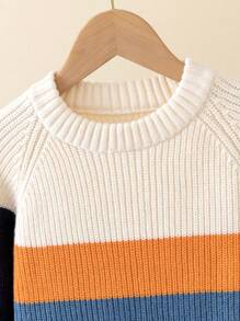 Young Boy Casual Loose Pullover Sweater - Multicolor - View 4