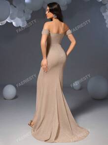 Faeriesty Faeriesty Glitter Off Shoulder Mermaid Hem Formal Party Dress