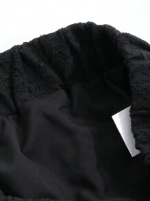FRIFUL Women Contrast Color Side Lace Casual Pants - Black - View 8