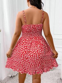 SHEIN Clasi 大码女式碎花休闲无袖连衣裙，适合新年度假海滩穿着