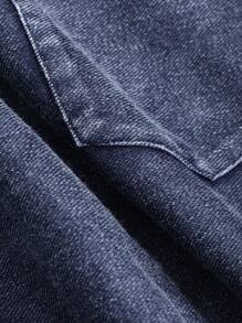 FRIFUL Women Simple Solid Color Round Neck Loose Slit Hem Sweatshirt - Blue - View 8