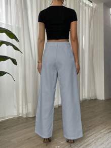 RosyDaze Pantalones De Traje Rectos Casuales De Color Sólido Para Mujer