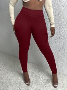 Slaydiva Ladies' Casual Solid Color Slim Fit Cargo Pants