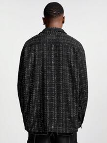 Manfinity VCAY 男士格子长袖宽松编织时尚外套，适合秋冬