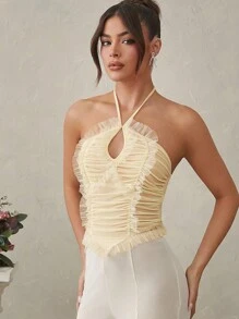 L'Amorae Blusa transparente con volantes