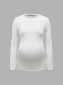 Modmama Maternity Casual Long Sleeve Fitted T-Shirt, Spring Autumn - Black and White - View 7
