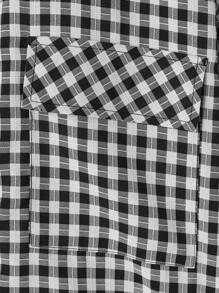 SHEIN MOD 复古格子撞色立领夹克，秋季服装，格子大衣，黑白秋冬大衣，返校服装，冬季大衣 - 彩色 - 查看 4