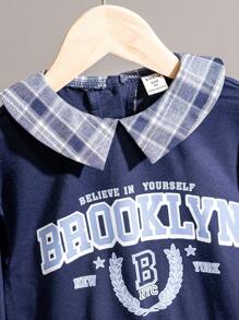 SHEIN 年轻男孩休闲街头风格校园厚短袖 T 恤，夏季 - 寶藍色 - 查看 6