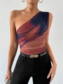 Firerie 单肩扎染修身紧身衣 - 棕色 - 查看 5