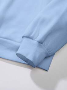 INAWLY 女式超大落肩“我只是个女孩”刺绣休闲运动衫 - 淺藍色 - 查看 3