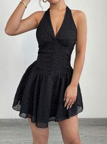 SHEIN SXY Women's Wedding/Graduation Ceremony Evening Party Dress - Black - View 3