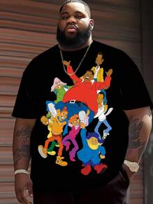 Men's Fun Family Printed T-Shirt, Casual Short-Sleeved Crew Neck T-Shirt, Men's Outdoor - Black - View 1