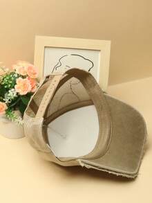 God Bless Me 1 不分男女色彩匹配印花復古毛邊棒球網帽戶外旅遊太陽帽透氣網帽卡車司機帽子 - 卡其色 - 查看 4