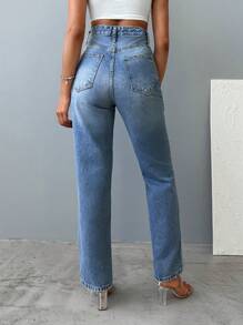 EURMUSE High Waist Straight Leg Jeans