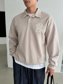 DAZY Men's Embroidered Pullover Sweatshirt, Autumn - Khaki - View 1