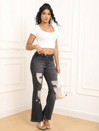 Women's Casual Denim Wide Leg Pants