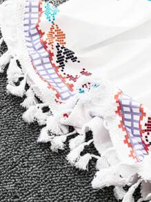 Linhara 大尺碼夏季休閒幾何圖案V領流沙邊無袖連身裙