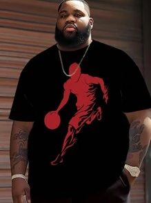 Men's Dribble Shadow Printed T-Shirt, Casual Short-Sleeved Round Neck T-Shirt, Men's Outdoor