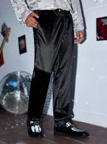 Manfinity VCAY Men's Casual Woven Solid Color Chino Pants - Black - View 1