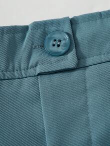 Conjunto informal de chaleco y pantalones cortos de unicolor para niño adolescente, de verano - Verde - Ver 7