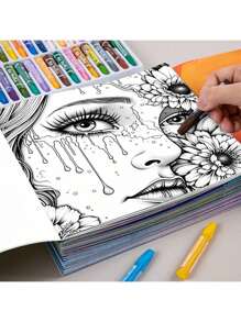 (Original, Upgraded, Paper Thickened 25 Pages) 1pc Eye Skull Theme Coloring Book, Coloring Book Gift For Holiday Birthday Party Stress Relief, Gifts Perfect For Mother's Day(25 Pages -7.87x7.87inch) Back To School,Mother's Day,Mom's Gift,Back To School,School Supplies