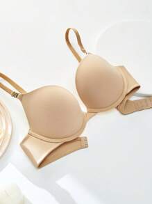 LUVLETTE 米色低胸聚拢 T 恤 基本款清爽舒适文胸