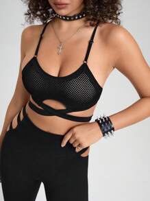 Easithlete Women's Solid Color Cross Strap Camisole Top And Long Pants Summer Sports Suit