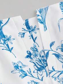 SHEIN MOD 大码复古花卉印花宽肩带连衣裙，适合夏季