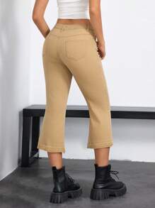 SHEIN EZwear Pantalones vaqueros de moda todo a juego, de estilo callejero, con cinturón con presillas y botones en la cintura para mujeres
