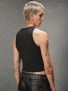 Manfinity UZERO 男士针织无袖修身休闲背心，适合夏季日常穿着 - 黑色 - 查看 6