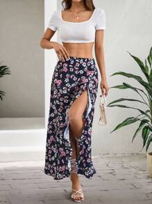 RueChic WOMEN BOTTOM FLOWER PRINTED SKIRT - Multicolor - View 5