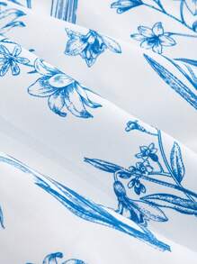 SHEIN MOD 大码复古花卉印花宽肩带连衣裙，适合夏季