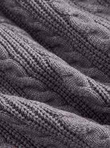 SHEIN MOD Plus Size Women's Vintage Style Cable Knit Textured Long Sleeve Cardigan, Gray