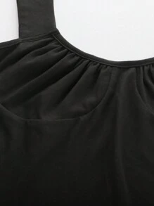 Zolique 夏季純色褶皺無袖性感緊身連身裙