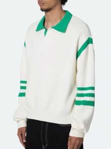 Manfinity Hypemode Áo len nam dài tay màu khối đơn giản mặc hàng ngày có cổ - Nhiều màu - Xem 3