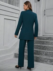 Chiquease Women's Solid Color Long Sleeve Blazer And Pants Elegant Suit Set