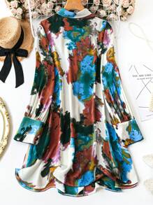 SHEIN Clasi Plus Size Cổ áo có cổ dài tay có nút phía trước Trang phục thường ngày, Giải trí & Kỳ nghỉ - Nhiều màu - Xem 2