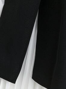 SHEIN Clasi Váy xếp ly chắp vá phong cách đi làm thanh lịch cỡ lớn - Đen và trắng - Xem 5