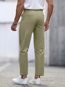 Manfinity Mode Women's Casual Front Button Pocket Simple Design Pants, Daily Wear - Green - View 2