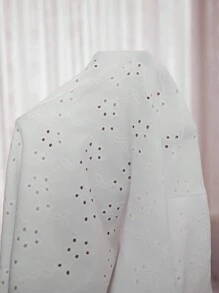 2 件套提花 V 领蕾丝边短袖睡衣套装 - 白色 - 查看 7