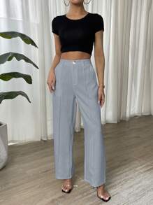 RosyDaze Pantalones De Traje Rectos Casuales De Color Sólido Para Mujer