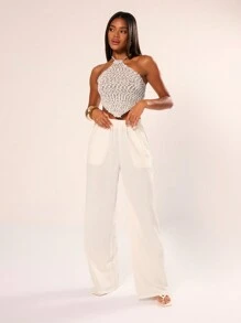 MUSERA Chunky Knit Triangle Halter Neck Top - Multicolor - View 4