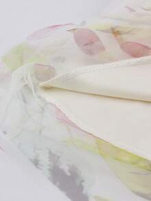 女士优雅格子花卉印花网眼褶皱半身裙