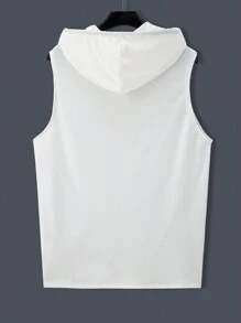 Manfinity Homme Camiseta sin mangas con capucha y cordón ajustable, unicolor, casual, para verano