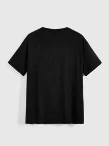 Betty Boop | ROMWE Women's Casual Oversized T-Shirt With Cartoon Character And Letter Print, Summer, School - Black - View 2