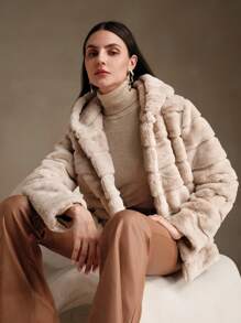 Anewsta Thickened Chunky Patchwork Hooded Fluffy Fluffy Jacket For Women