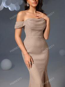 Faeriesty Faeriesty Glitter Off Shoulder Mermaid Hem Formal Party Dress